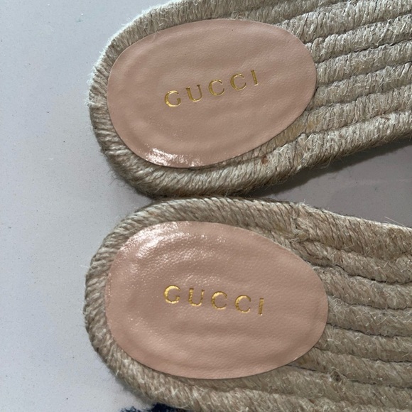 GUCCI 2019 Pilar Double G Floral Espadrille Canvas Slide Sandals 41 10C Wide - Picture 11 of 16